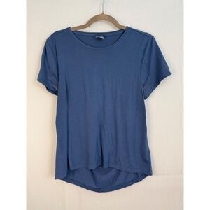 Athleta Short Sleeve Top Womens Medium Blue Excellent Cutout Back High Low